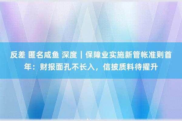 反差 匿名咸鱼 深度｜保障业实施新管帐准则首年：财报面孔不长入，信披质料待擢升