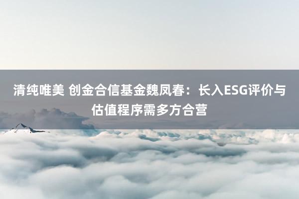 清纯唯美 创金合信基金魏凤春：长入ESG评价与估值程序需多方合营