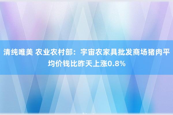 清纯唯美 农业农村部：宇宙农家具批发商场猪肉平均价钱比昨天上涨0.8%