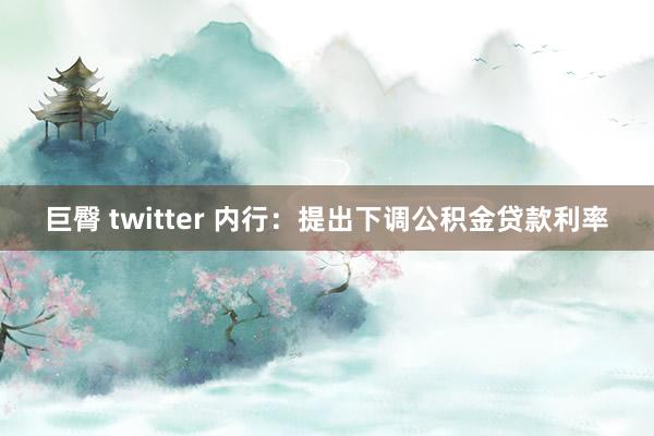 巨臀 twitter 内行：提出下调公积金贷款利率