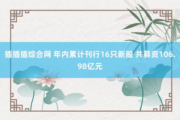 插插插综合网 年内累计刊行16只新股 共募资106.98亿元